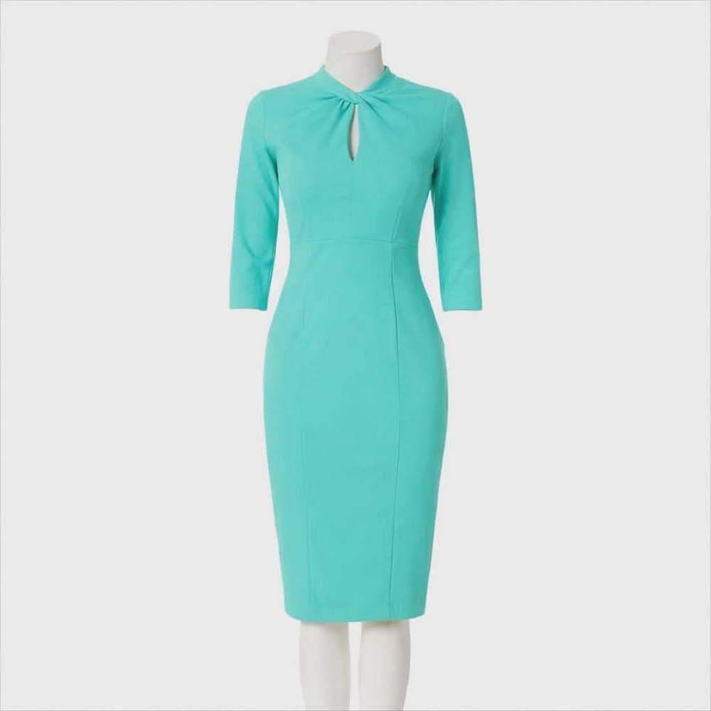 NWT Donna Morgan Sea Green Twist Neck Sheath Dress - Size 8